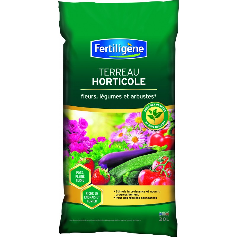 Terreau Horticole 20 litres fleurs plantes légumes
